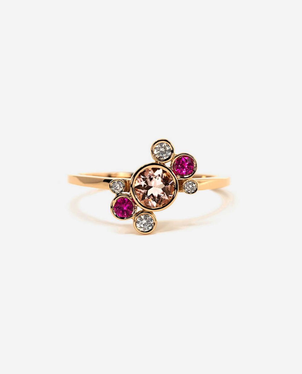 Bague Marguerite Rose or rouge et saphir rose