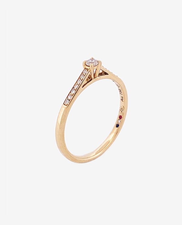Solitaire fin or jaune diamants